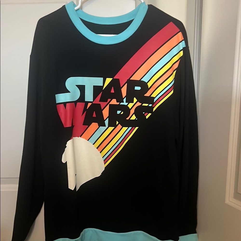 Unisex Star Wars Long Sleeve Shirt Black with Multicolor Millenium Falcon Design